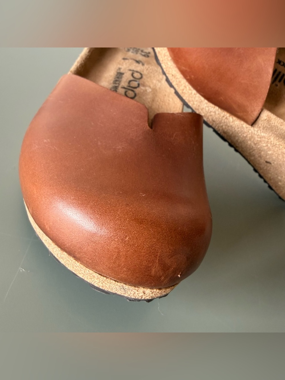 Papillio by Birkenstock Mary  cognac Leather Wedge clog sandal size 39 - Picture 2 of 11